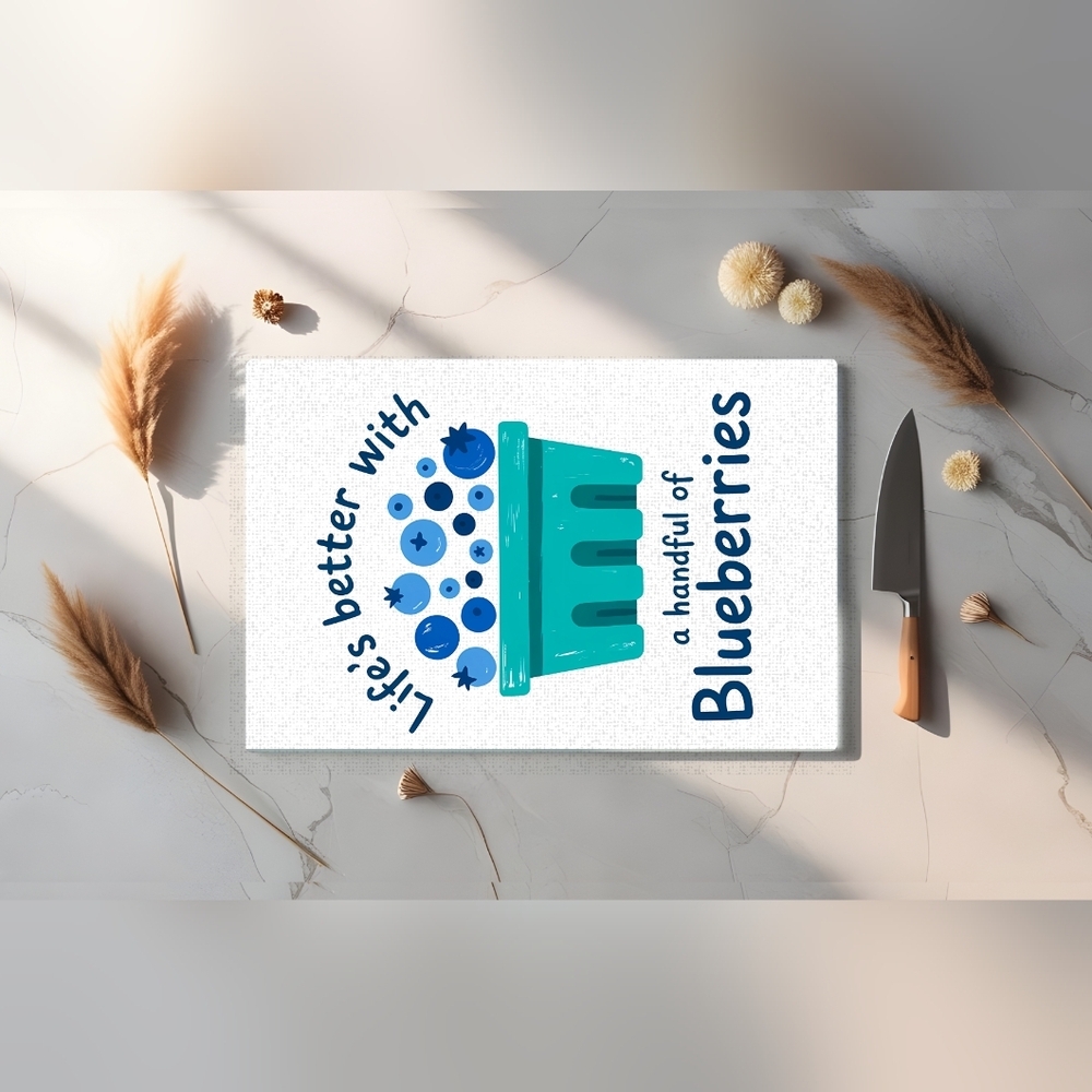 Blueberry Design Cutting Board 8 X 11 Glass
